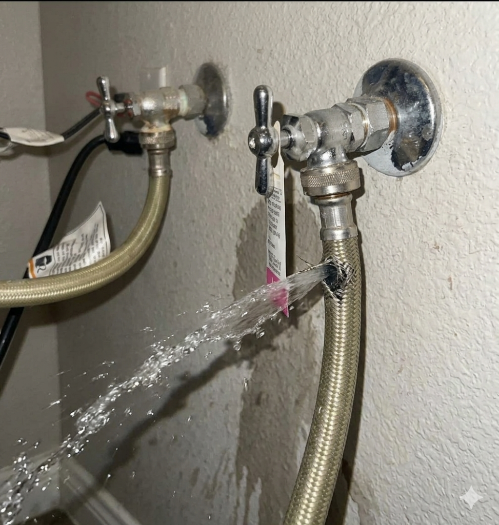 Burst supply line hose